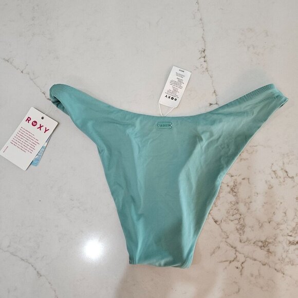 NEW Roxy Standard Beach Classics Hi-Leg Bikini Bottom Small Aqua - Picture 4 of 11